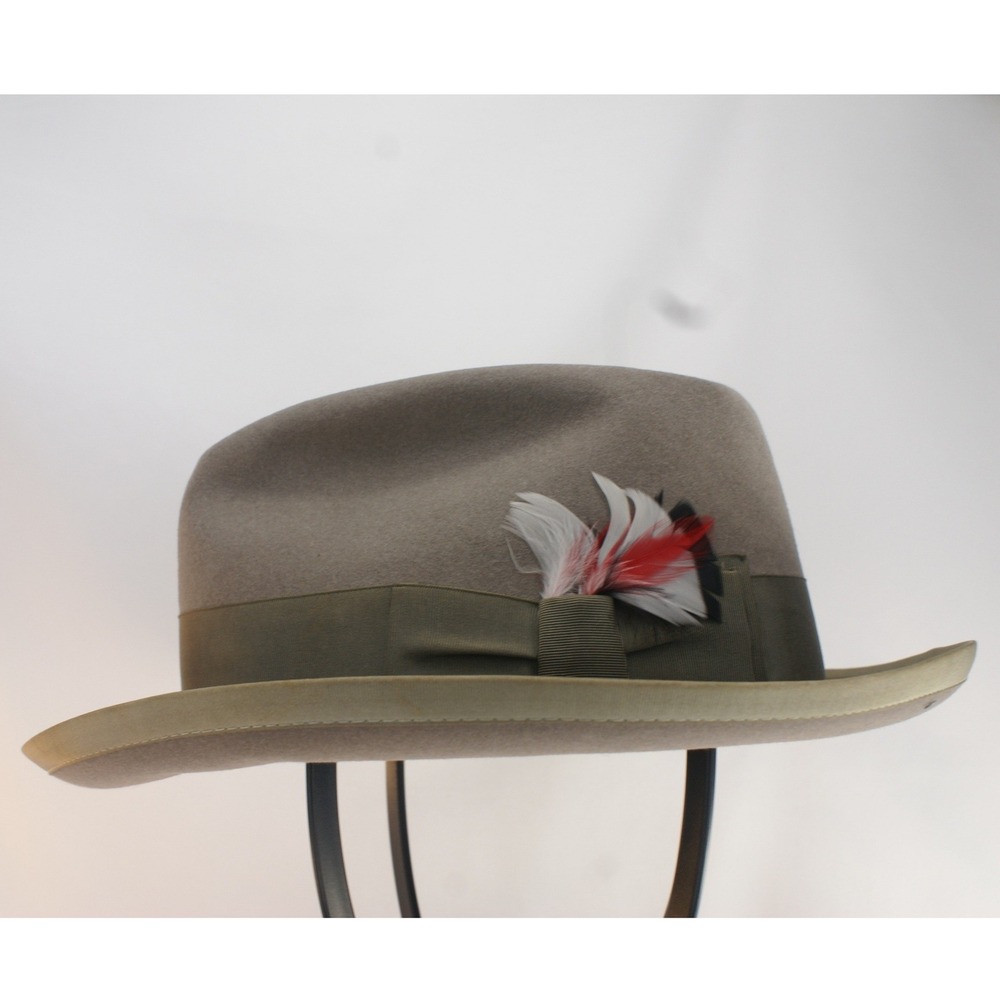 Vintage 1950s Resistol Taupe Felt Fedora Hat Small Brim Schuster's Milwaukee